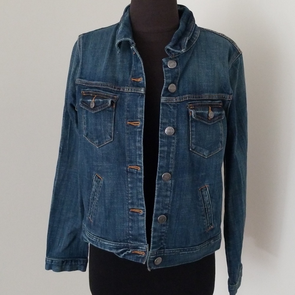J. CREW Blue Denim Button Down Collared Jacket